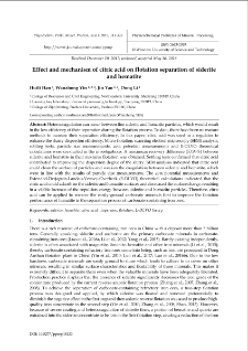 Effect and mechanism of citric acid on flotation separation of siderite and hematite