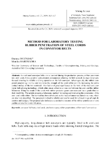 Method for laboratory testing rubber penetration of steel cords in conveyor belts