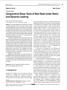 Comparative Shear Tests of Bolt Rods Under Static and Dynamic Loading