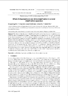 Effect of dispersants on coal slime classification in a novel classification apparatus