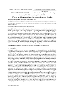 Effect of swelling clay dispersion type on fine coal flotation