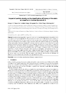 Impact of particle density on the classification efficiency of the static air classifier in Vertical Spindle Mill