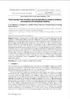 Gold recovery from refractory gold concentrates by pressure oxidation pre-treatment and thiosulfate leaching