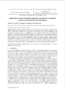 Application of superconducting magnetic separation to an artificial mixture of chalcopyrite and molybdenite