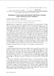 Simulations of mono-sized solid particles in the reflux classifier under continuous process conditions