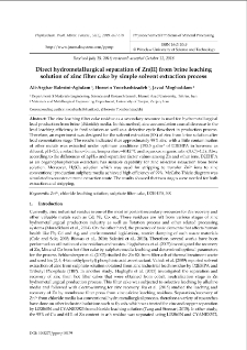 Direct hydrometallurgical separation of Zn(II) from brine leaching solution of zinc filter cake by simple solvent extraction process