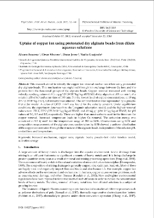 Uptake of copper ion using protonated dry alginate beads from dilute aqueous solutions