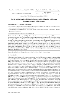 Pyrite oxidation inhibition by hydrophobic films for acid mine drainage control at the source