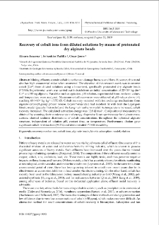 Recovery of cobalt ions from diluted solutions by means of protonated dry alginate beads