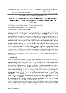 Selection of optimal coal blends in terms of ash fusion temperatures using Support Vector Machine (SVM) classifier - a case study for Polish coals