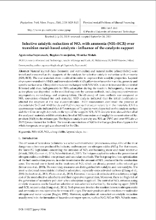 Selective catalytic reduction of NOx with ammonia (NH3-SCR) over transition metal-based catalysts - influence of the catalysts support