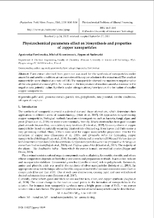 Physicochemical parameters effect on biosynthesis and properties of copper nanoparticles