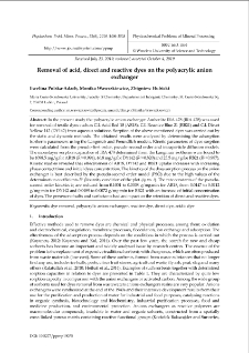 Removal of acid, direct and reactive dyes on the polyacrylic anion exchanger