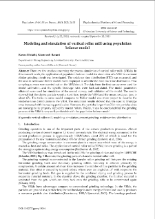 Modeling and simulation of vertical roller mill using population balance model