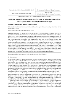 Acidified water glass in the selective flotation of scheelite from calcite, Part I: performance and impact of the acid type