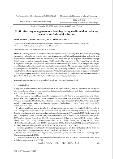 Jiroft refractory manganese ore leaching using oxalic acid as reducing agent in sulfuric acid solution