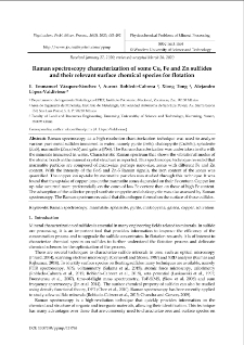 Raman spectroscopy characterization of some Cu, Fe and Zn sulfides and their relevant surface chemical species for flotation