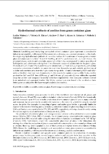 Hydrothermal synthesis of zeolites from green container glass