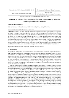 Removal of calcium from magnesite flotation concentrate by selective leaching and kinetics analysis