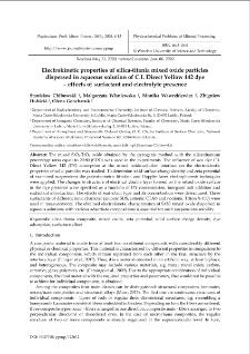 Electrokinetic properties of silica-titania mixed oxide particles dispersed in aqueous solution of C.I. Direct Yellow 142 dye – effects of surfactant and electrolyte presence