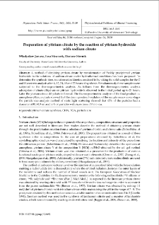 Preparation of yttrium citrate by the reaction of yttrium hydroxide with sodium citrate