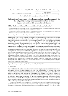 Fabrication of transparent polysiloxane coatings on a glass support via the sol-gel dip coating technique and the effect of their hydrophobization with hexamethyldisilazane