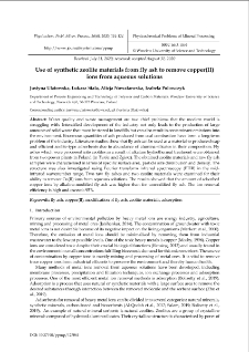 Use of synthetic zeolite materials from fly ash to remove copper(II) ions from aqueous solutions