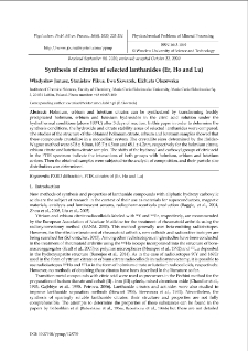 Synthesis of citrates of selected lanthanides (Er, Ho and Lu)