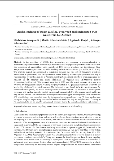 Acidic leaching of steam gasified, pyrolyzed and incinerated PCB waste from LCD screen