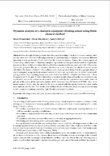 Dynamic analysis of a dashpots equipped vibrating screen using finite element method