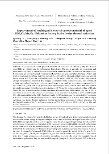 Improvement of leaching efficiency of cathode material of spent LiNixCoyMnzO2 lithium-ion battery by the in-situ thermal reduction