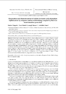 Preparation and characterization of calcite for tannic acid adsorption: Optimization by response surface methodology coupled by Box-Cox transformation procedure