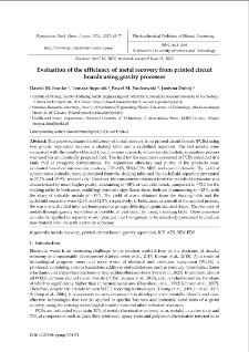 Evaluation of the efficiency of metal recovery from printed circuit boards using gravity processes