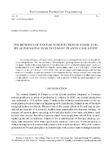 The benefits of partial substitution of fossil fuel by alternative fuel in cement plants. Case study