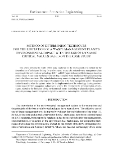 Method of determining techniques for the limitation of a waste management plant's environmental impact with the use of dynamic critical values based on the case study