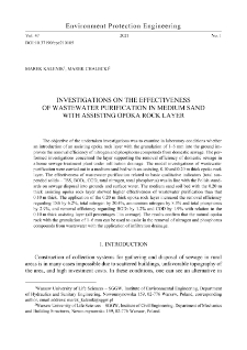 Investigations on the effectiveness of wastewater purification in medium sand with assisting opoka rock layer