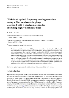 Wideband optical frequency comb generation using a fiber re-circulating loop cascaded with a spectrum expander including highly nonlinear fiber