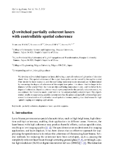 Q-switched partially coherent lasers with controllable spatial coherence