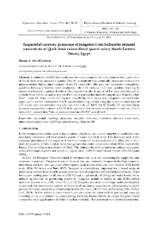 Sequential recovery processes of tungsten from hubnerite mineral concentrate of Qash Amir mineralized quartz veins, South Eastern Desert, Egypt