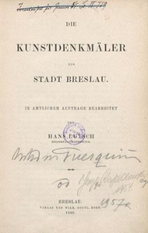 Die Kunstdenkmäler der Stadt Breslau