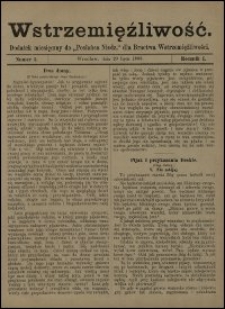 Wstrzemięźliwość : dodatek miesięczny do „Posłańca Niedz.” dla Bractwa Wstrzemięźliwości. R. 1 (1900), nr 5