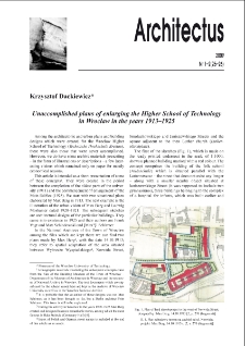 Unaccomplished plans of enlarging the Higher School of Technology in Wrocław in the years 1913-1925