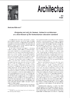 Designing not only for human. Animal in architecture as a determinant of the humanitarian education standard