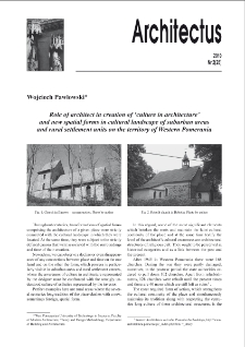 Role of architect in creation of "culture in architecture" and new spatial forms in cultural landscape of suburban areas and rural settlement units on the territory of Western Pomerania