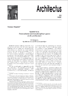 Spatial turn. Transcultural and transdisciplinar spaces in the architecture