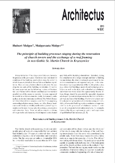 The principle of building processes staging during the renovation of church towers and the exchange of a roof framing in neo-Gothic St. Martin Church in Krzeszowice