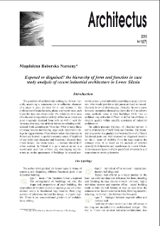 Exposed or disguised? the hierarchy of form and function in case study analysis of recent industrial architecture in Lower Silesia