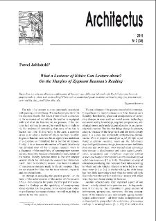 What a Lecturer of Ethics Can Lecture about? On the Margins of Zygmunt Bauman’s Reading