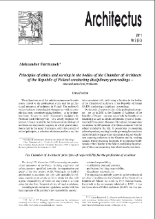 Principles of ethics and serving in the bodies of the Chamber of Architects of the Republic of Poland conducting disciplinary proceedings - selected practical problems