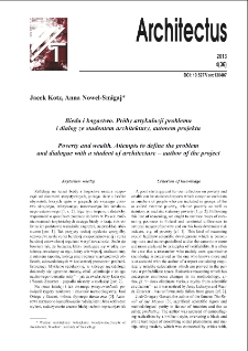 Bieda i bogactwo. Próby artykulacji problemu i dialog ze studentem architektury, autorem projektu